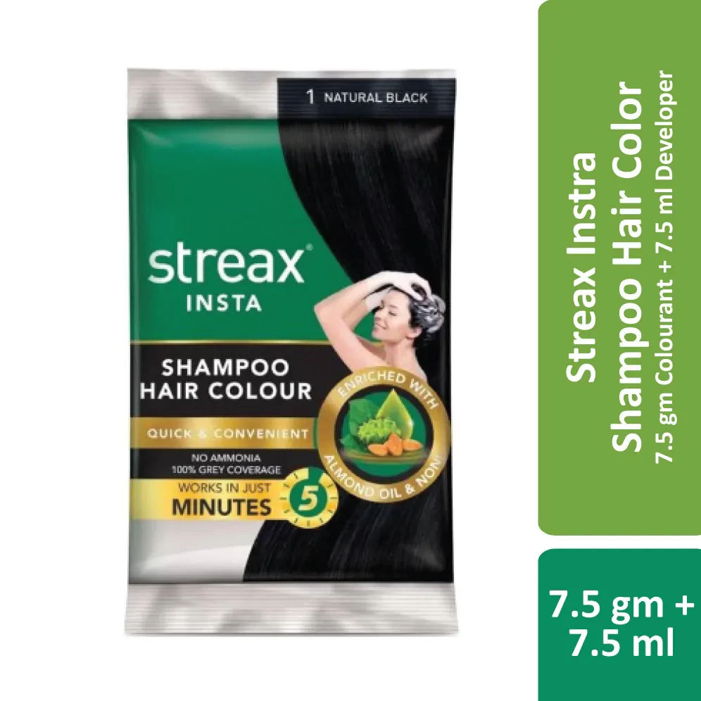Streax Insta Shampoo Hair Color Natural Black