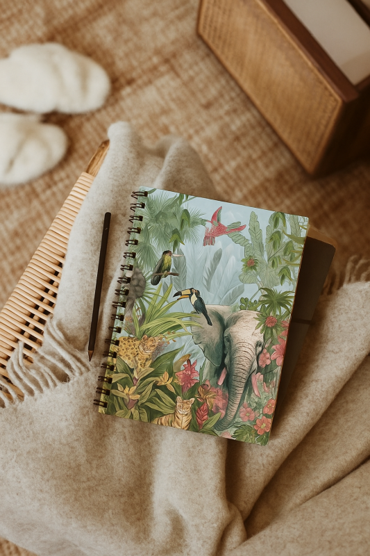 A4 Spiral Notebook – Jungle & Elephant Design | Student & Office Stationery